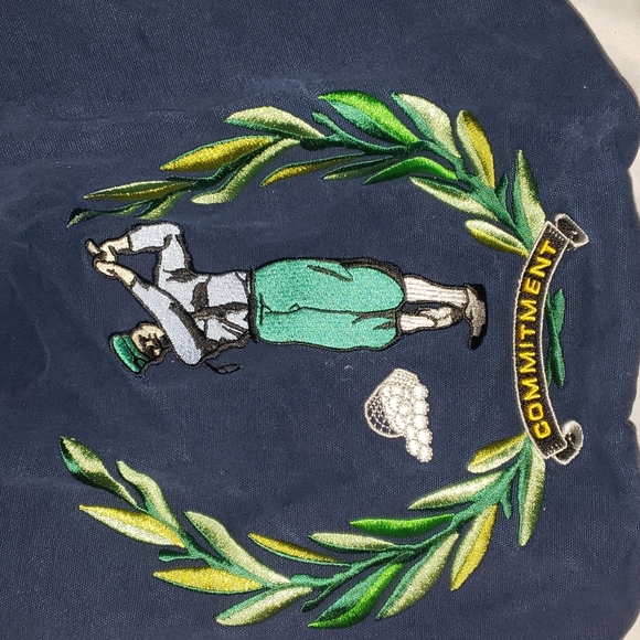 Vintage Navy Blue Drawstring Golf Ball Bag With Embroidered Logo - Picture 2 of 6